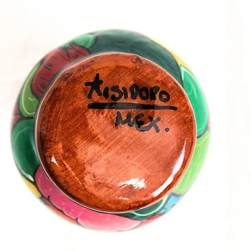 Isidoro Mexico Storytelling Vivid Hand-Painted Folk Art Terracotta Pottery Vase